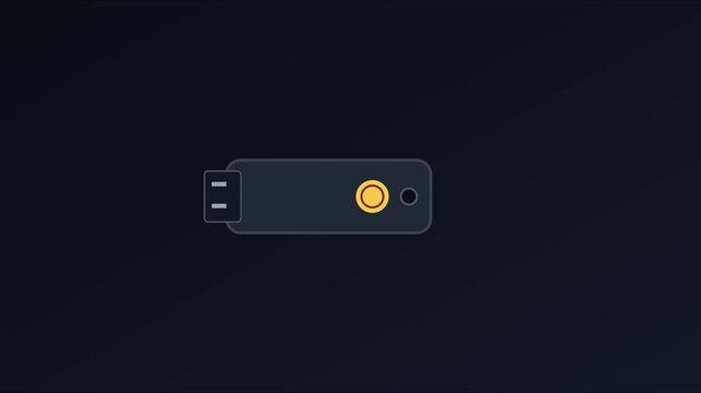 Minimalist usb flash drive with pulsing loading indicator animation 4k data