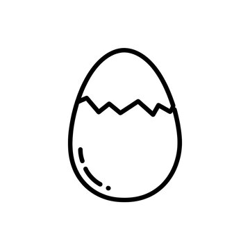 Cracked egg vector outline showing a top shell crack