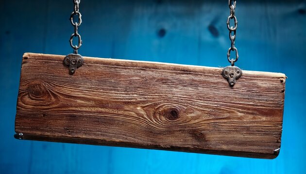rustic wooden signboard hanging from metal chains ideal for vintage decor or business signage