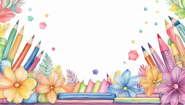pastel stationery watercolor border