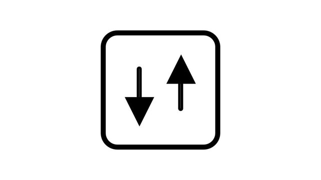 Animated Data Transfer Icon. Animated line icon displaying up and down arrows inside a rounded frame, perfect for upload, download, and sync.