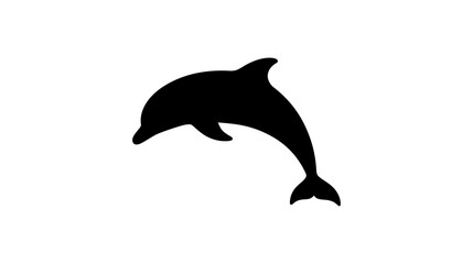 Fototapeta premium Black Silhouette of a Dolphin Leaping