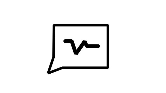 Animated Analytics Chat Icon. Animated line icon of a speech bubble containing a data chart line, ideal for business communication and reports.