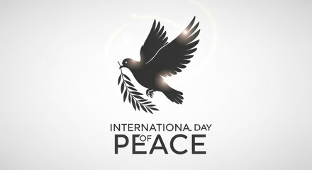 Fototapeta premium peaceful dove silhouette holding olive branch symbolizing harmony