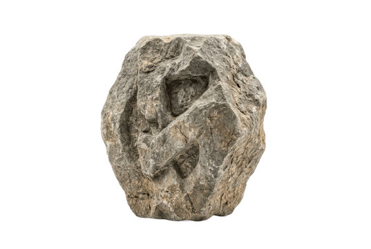 Ancient carved grey stone artifact with symbolic relief.