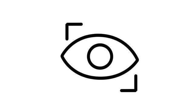 Animated Eye Focus Icon. Animated line icon of an eye with focus frame indicators, perfect for vision, biometrics, surveillance, and observation concepts.