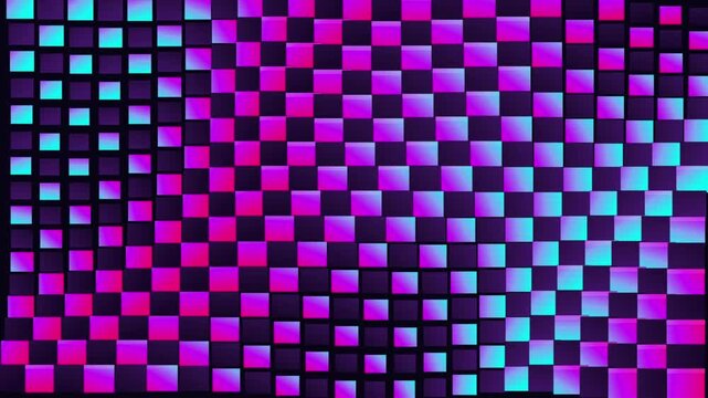 Futuristic Alternating Metallic Tile Grid Animation with Dynamic Optical Illusion Wave Distortion