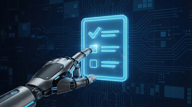 AI system automation for document review and approval with detection to reject errors using robotic hand interface