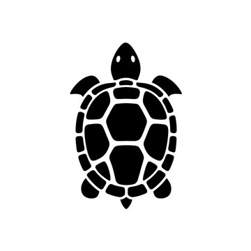Minimalist black turtle shell vector silhouette on white background