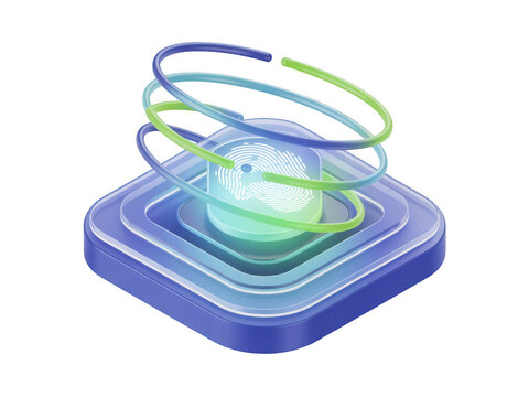 Abstract glowing digital sphere with orbital rings