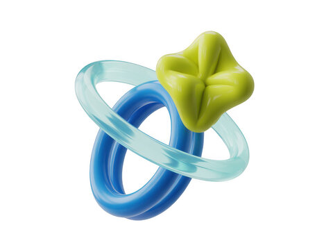 Abstract 3d ring shape with green organic form
