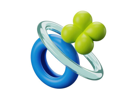 Abstract 3d blue ring and green clover icon design