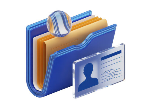 Blue folder icon with personal identity card inside