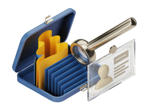 Blue file folder with key and identification card