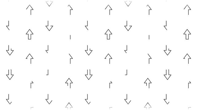 Abstract Stroke Up and Down Arrows Motion Loop Background. Minimalistic Linear Arrow Pattern Loop