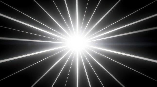 Bright white light with radiating beams creating a starburst effect against a dark background.