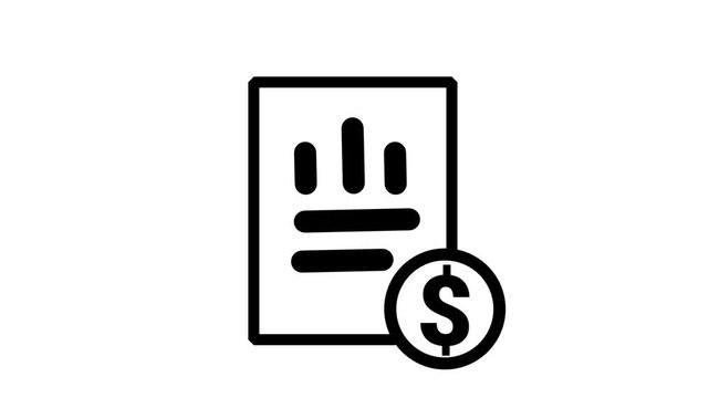 Financial Document Dollar Line Icon Motion. Animated line icon of a report document with a dollar symbol, suitable for financial analytics, invoices, and accounting.