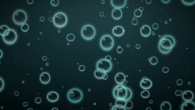 Underwater air bubbles rising through deep blue water abstract motion background seamless loop in subtle teal tones