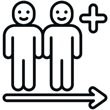 Add Users Outline Icon for Social Network Growth and Team Management Ui