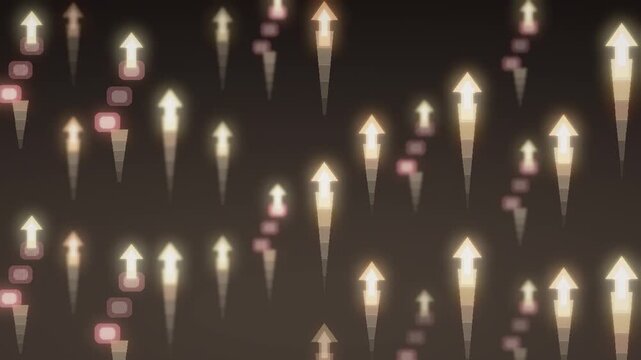 Rising Growth Arrows and Ascending Step Blocks Business Success Motion Background Seamless Loop in rich orange tones