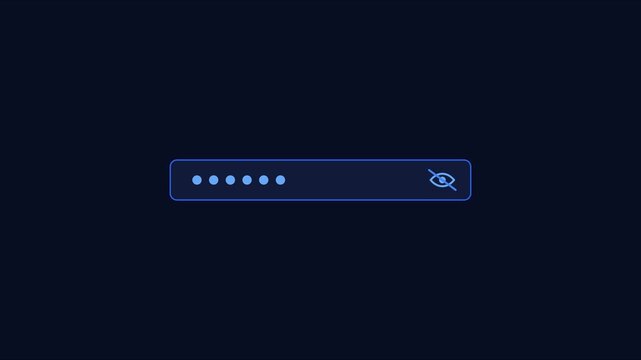 Password input field with toggle visibility animation for user login interface 4k