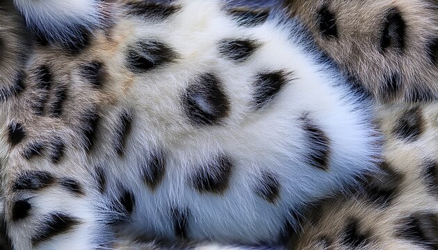 snow leopard fur seamless pattern repeated background of fluffy texture
