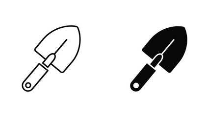 Garden shovel icon set in outline and solid vector design for landscaping and horticulture projects © ArtHive Studio