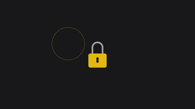 Minimalist padlock animation with loading spinner for cybersecurity and data protection concepts 4k