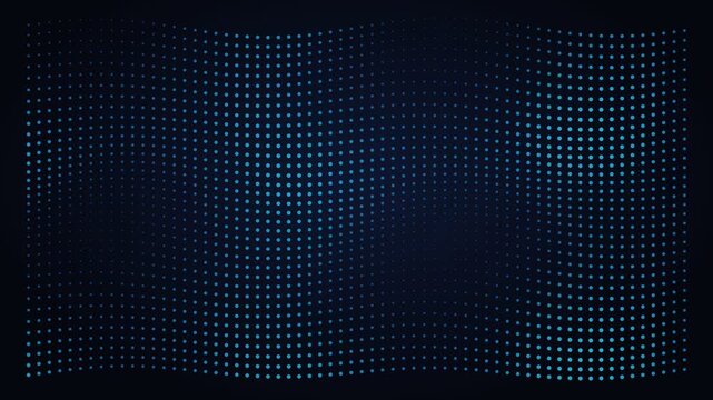 Dot matrix wave field digital particle grid background, technology data visualization concept, seamless loop 4K animation