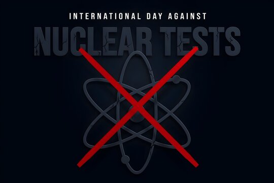 International day against nuclear tests concept with symbol and red prohibition sign
