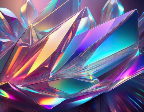 iridescent background crystal glass abstract shape