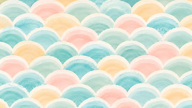 Watercolor fish scale pattern in pastel colors