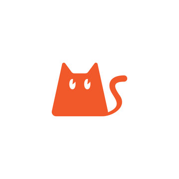 letter m cat tail cute silhouette logo vector