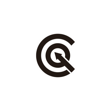 letter qc cq click arrow button logo vector