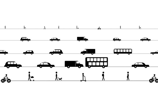 Random video of vehicle silhouettes passing by.