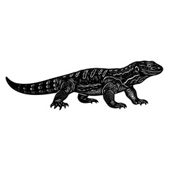 Fototapeta premium Komodo dragon illustration. Vintage engraved lizard drawing for nature design projects.