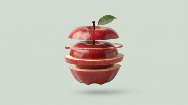 Floating Apple Layers on Clean Background in 2K