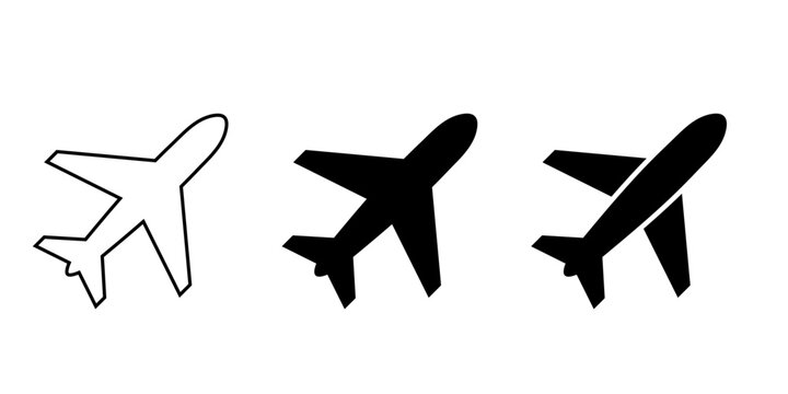 Plane icon set. Airplane silhouettes isolated on white background. Aircraft symbol. Vector illustration.