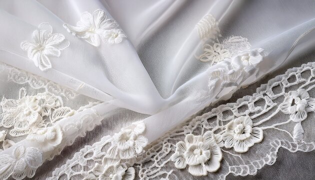 white floral lace fabric texture background wedding concept