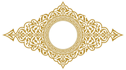 Islamic gold ornamental frame, elegant arabic floral pattern vector, luxury oriental border for wedding invitations and ramadan greetings © sidra