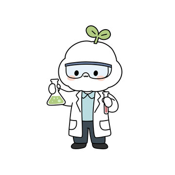 scientist researcher holding flask and test tube science lab vector illustration