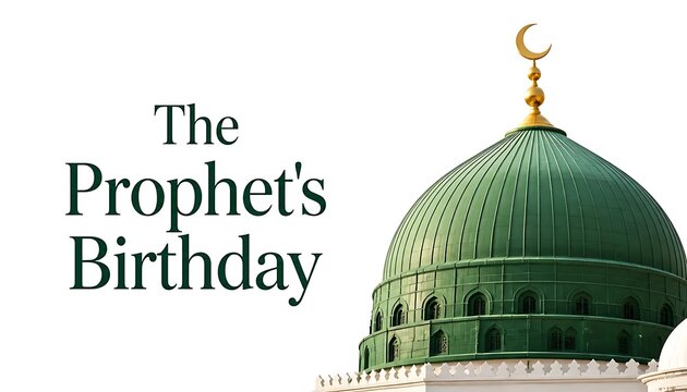 Islamic celebration of mawlid al-nabi with a traditional green domed architecture and crescent moon birthday crescent religion celebration tradition architecture religious building