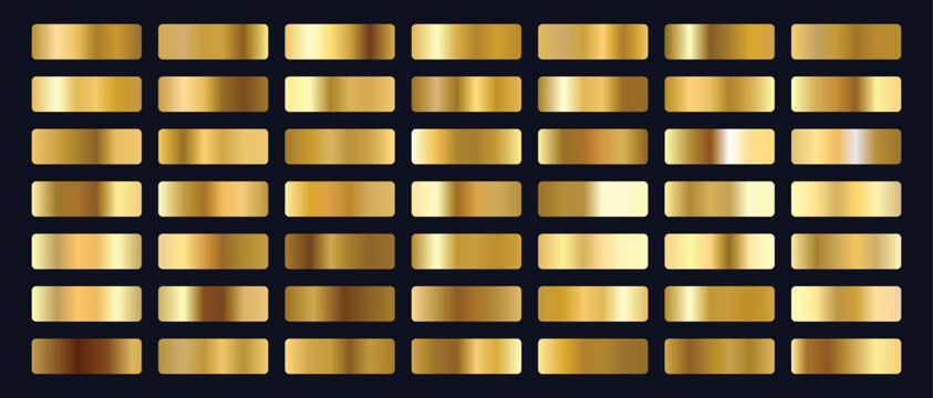 Gold gradients swatches big set.Set of gold gradient vector palette for background template. Royal golden gradients. Vector
By
