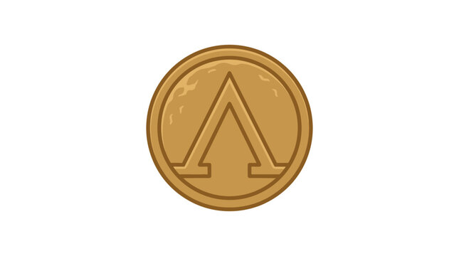 Ancient Spartan Lambda Symbol on Golden Coin