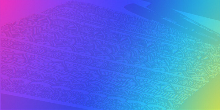 Intricate mandala pattern design on vibrant blue and purple gradient background image.