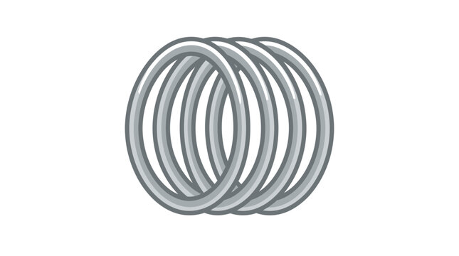 Abstract metal spring coils, industrial design element, close-up view, grey metallic texture, isolated on white background