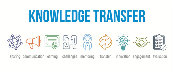 Fototapeta premium Knowledge transfer icon set. Business education and professional development vector symbols.
