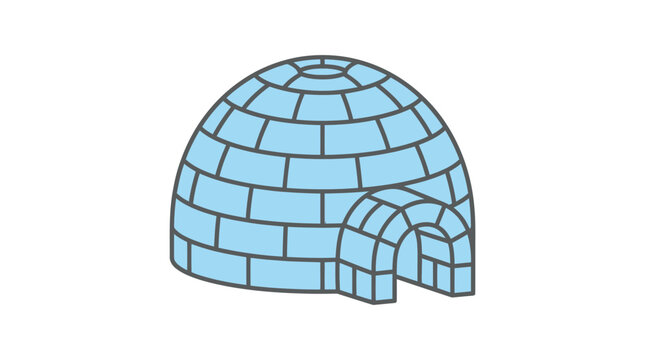 Illustration of a light blue igloo made of ice blocks with a dark gray outline, isolated on a white background.