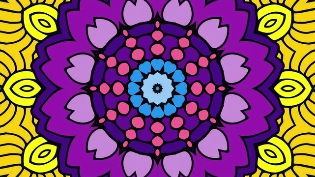 Rich deep purple and magenta red petal kaleidoscope mandala burst pattern suited for luxury artistic decorative backdrop aesthetic background