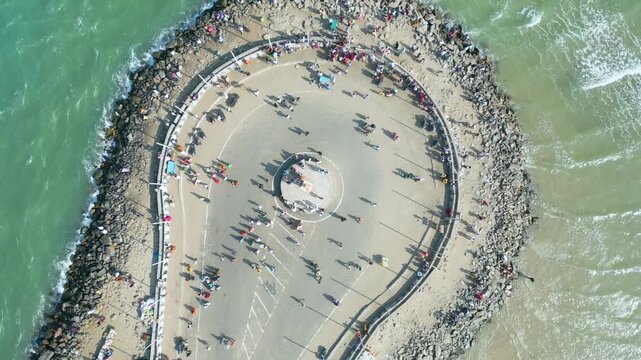 Aerial view of Ram Setu, dhanushkodi, Rameswaram Island, Tamil Nadu, India.